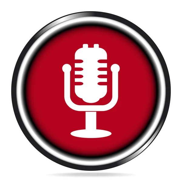 Μικρόφωνο και αέρα κείμενο εικονίδιο στο κόκκινο κουμπί, φωνητική απεικόνιση εικονίδιο — Διανυσματικό Αρχείο