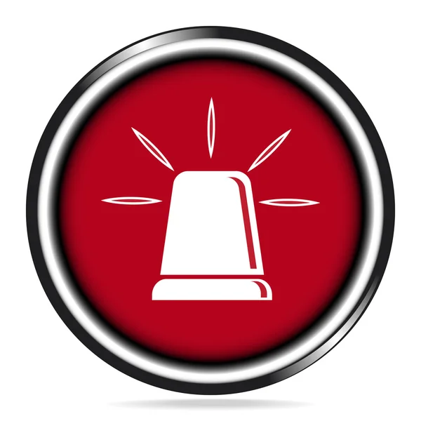 Sirenensymbol auf rotem Knopf, Notfall-Schilder-Illustration — Stockvektor