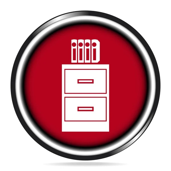 Ícone do armário e dos arquivos na ilustração vermelha do vetor do botão — Vetor de Stock