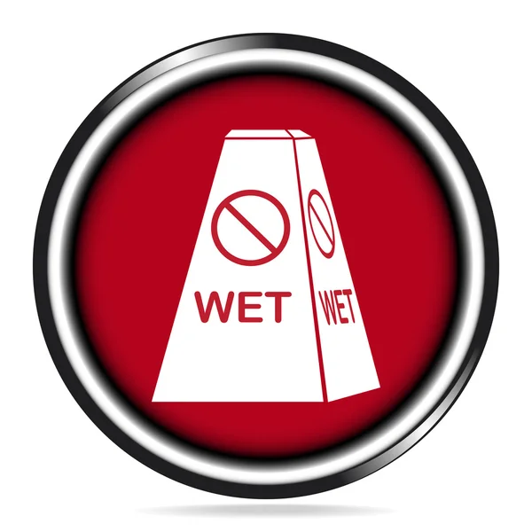 Icône d'avertissement au sol humide sur le bouton rouge — Image vectorielle