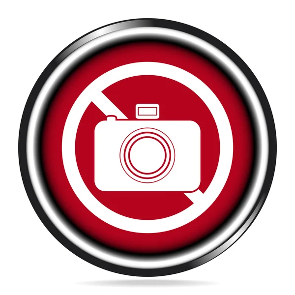 Nessuna icona della fotocamera fotografica sul pulsante rosso — Vettoriale Stock
