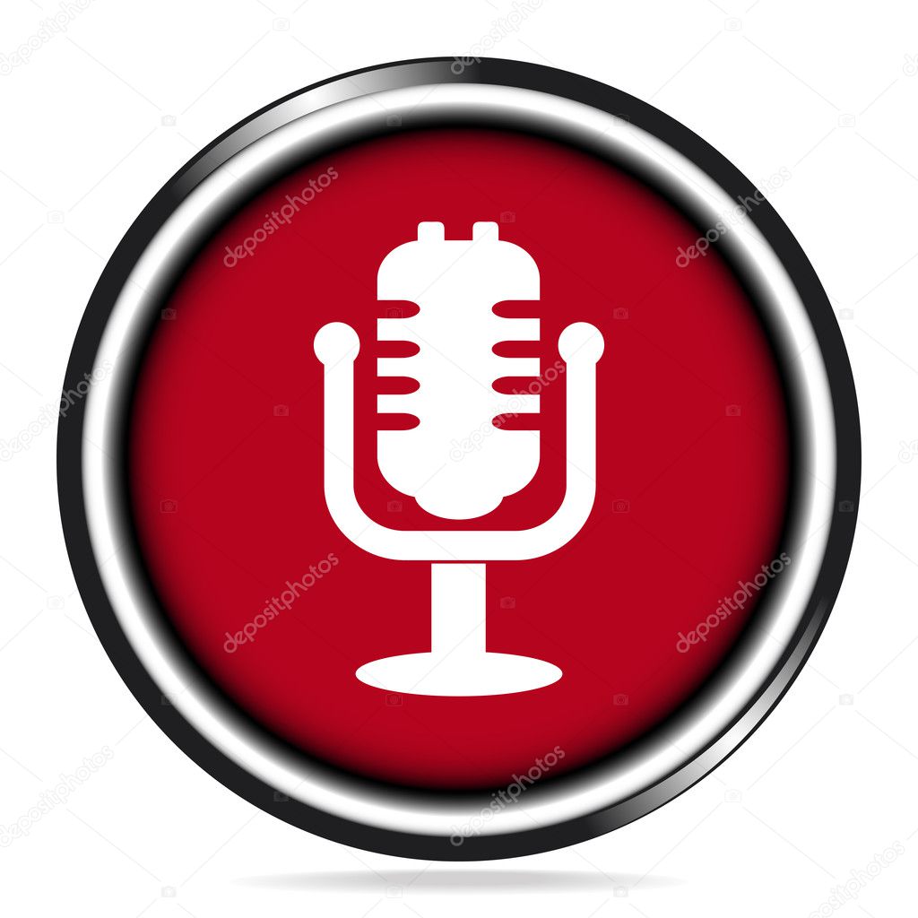 Microphone and on air text Icon on red button, voice icon illustration