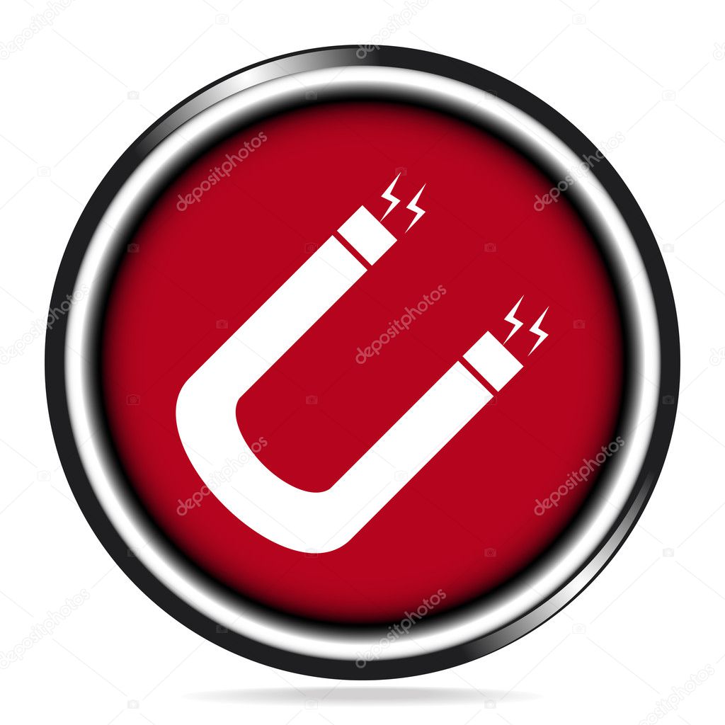 Magnet icon on red button illustration