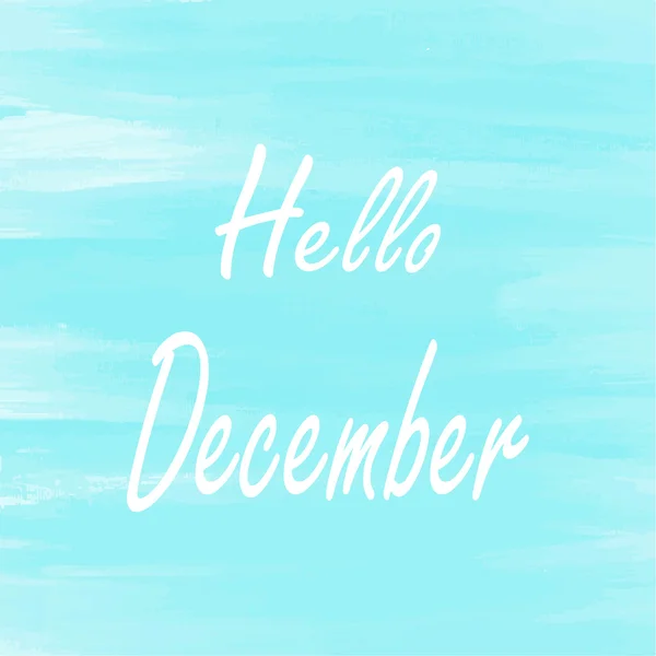 Hello December blue watercolor background — Stock Vector