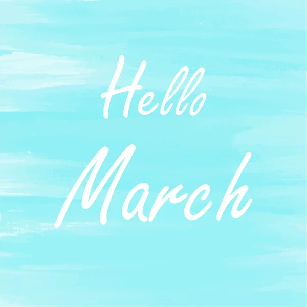 Hola marzo azul acuarela fondo — Archivo Imágenes Vectoriales