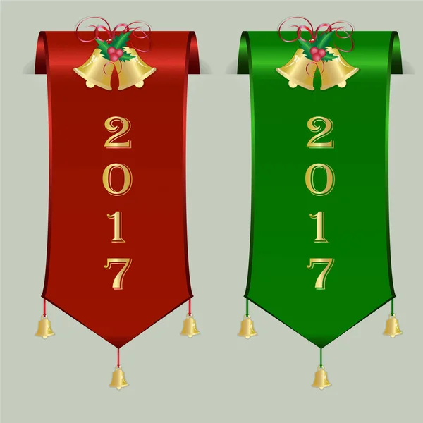 Ensemble de badges étiquette et ruban, étiquette de Noël — Image vectorielle
