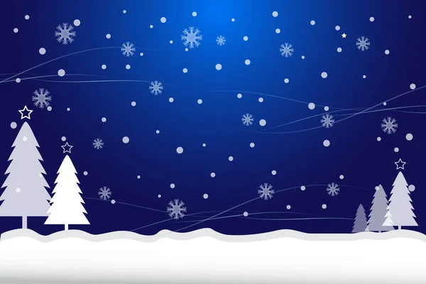 Nieve y pino Navidad fondo azul — Vector de stock