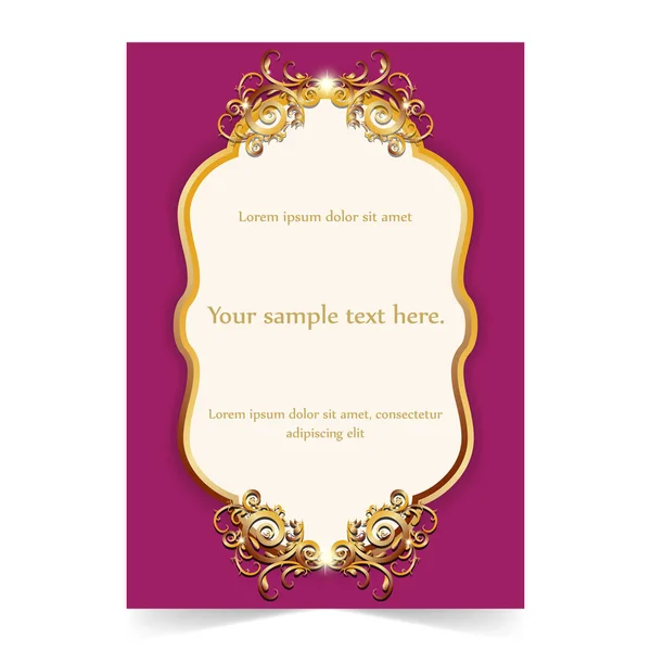 Cartão de casamento cartão de convite com fundo ornamental ouro — Vetor de Stock
