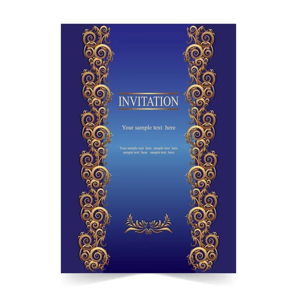 Tarjeta de invitación, tarjeta de boda con fondo ornamental — Vector de stock