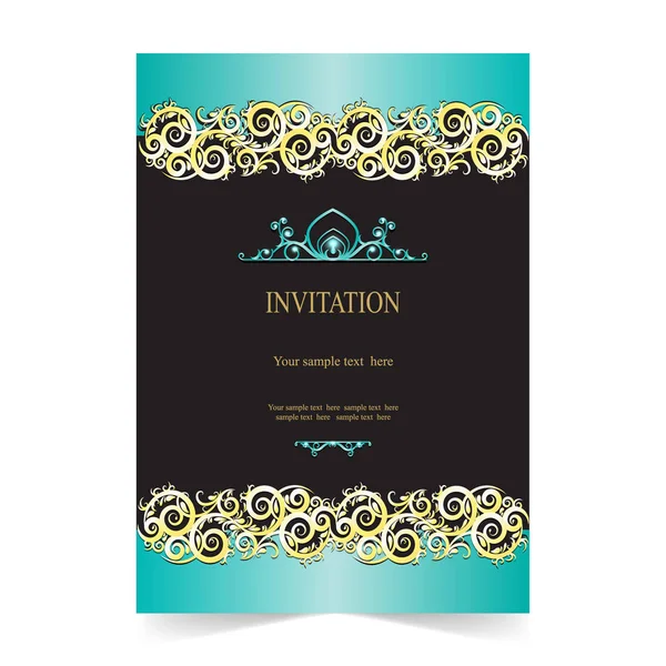 Cartão de convite, cartão de casamento com fundo ornamental — Vetor de Stock
