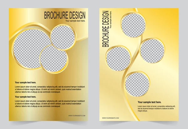 Шаблон брошюры, дизайн флаера золотой шаблон — стоковый вектор