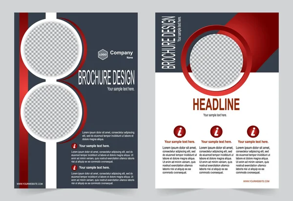 Brochure, Flyer design modello di colore rosso e grigio — Vettoriale Stock