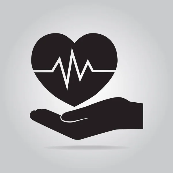 Hartslag, hart in pictogram van een hand — Stockvector