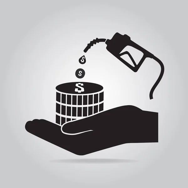 Gasoline pump in hand icon. Protection or safety concept — Stock Vector