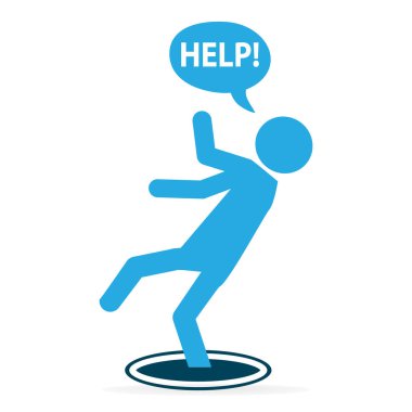 Delik simgesi, uyarı sembolü haline düşen adam