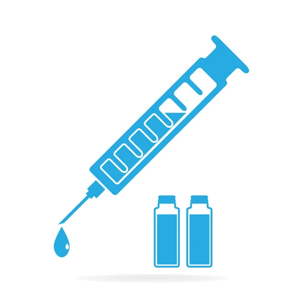 ワクチンと注射器アイコン、医療サイン — ストックベクタ