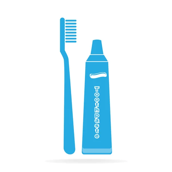 Diş fırçası ve diş macunu tüpü simgesi — Stok Vektör