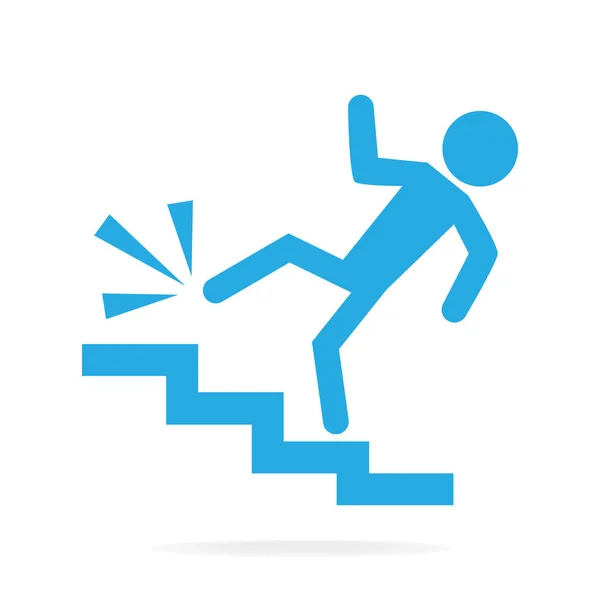 Férfi sétált a lépcsők és a kár, a személy kár szimbólum — Stock Vector
