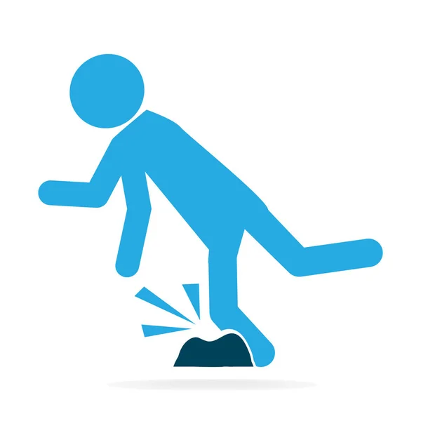 Man tripping over on floor, person injury symbol — Stock Vector