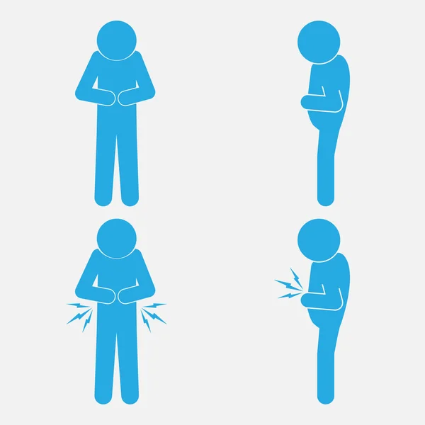 Set of Stomach ache man sign icon — Stock Vector