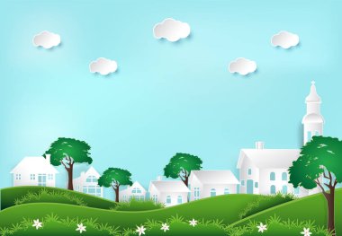 Paper art style illustration of Happiness and peaceful lifestyle clipart