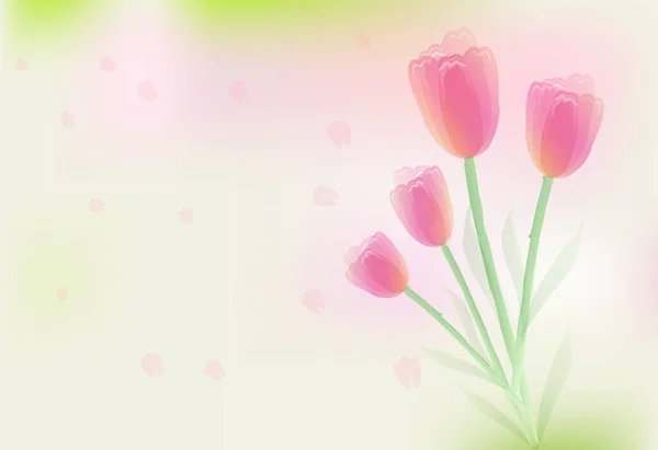 Тюльпанові квіти та пелюстки абстрактний м'який фон — стоковий вектор