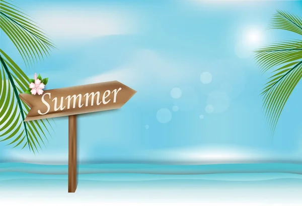 Letní prázdniny pozadí, moře a obloha papír umělecký styl — Stockový vektor