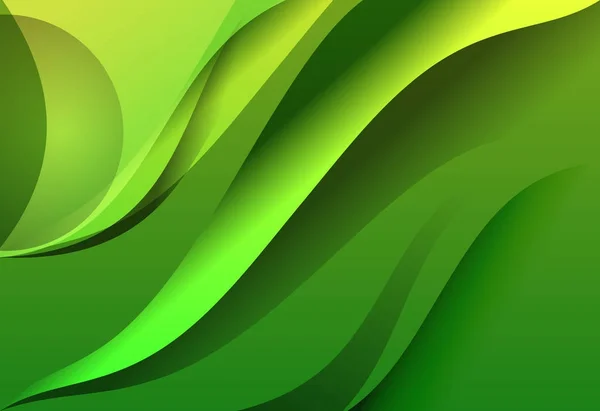 Gradiente verde y amarillo curva de línea abstracta fondo ondulado — Vector de stock