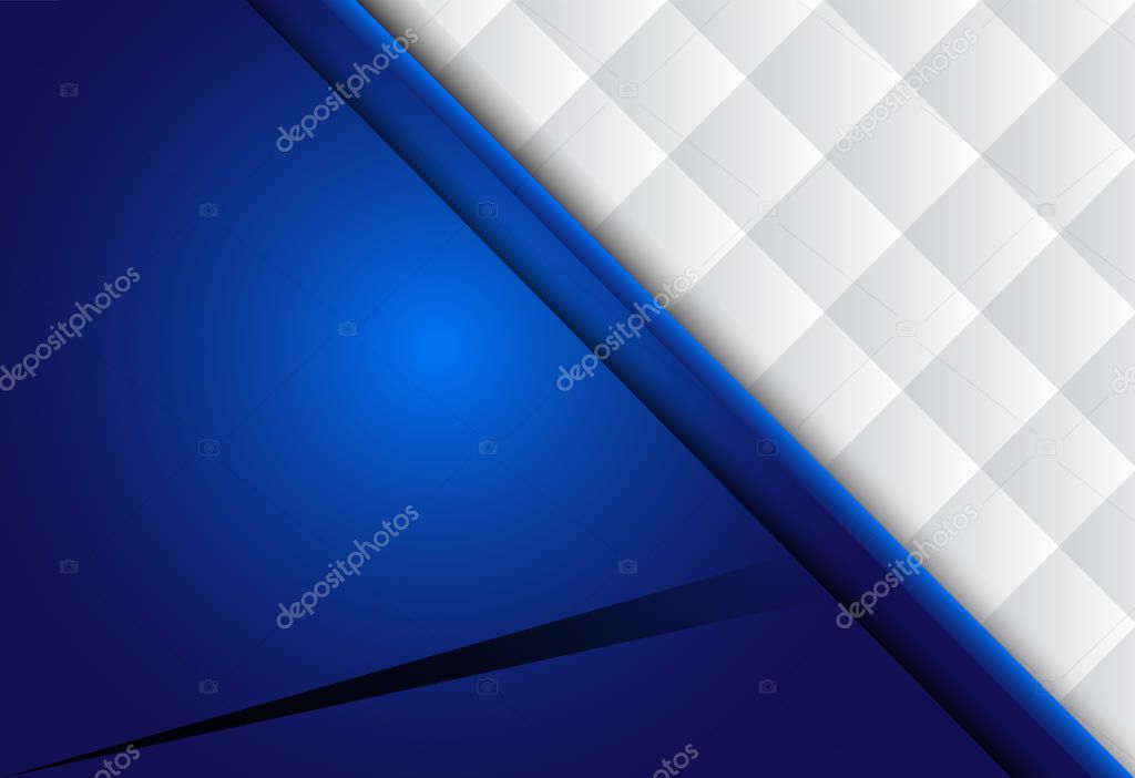 Blue and white abstract geometric material design for background