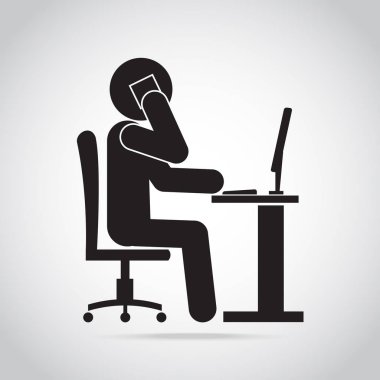 Adam akıllı telefon kullanmak ve bilgisayar kutsal kişilerin resmi ile çalışmak