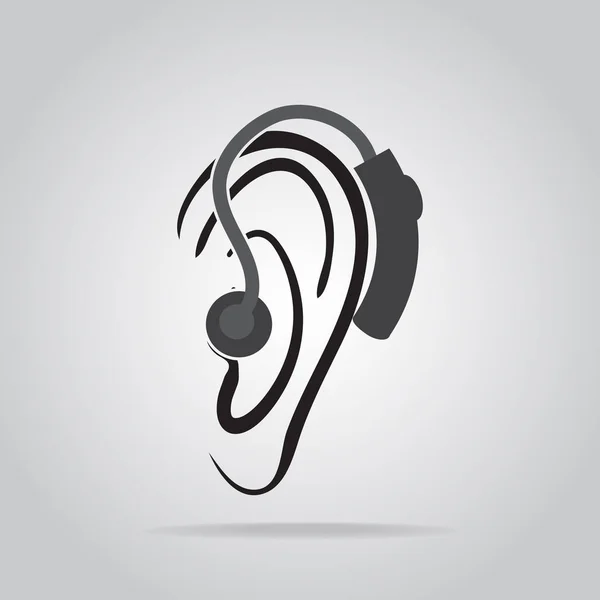 Noszenie ikona aparatu słuchowego, słuchu i ikona ucha — Wektor stockowy