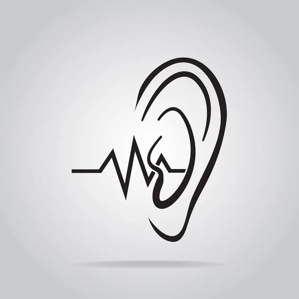 Ícono del oído, oído e ícono del oído — Archivo Imágenes Vectoriales