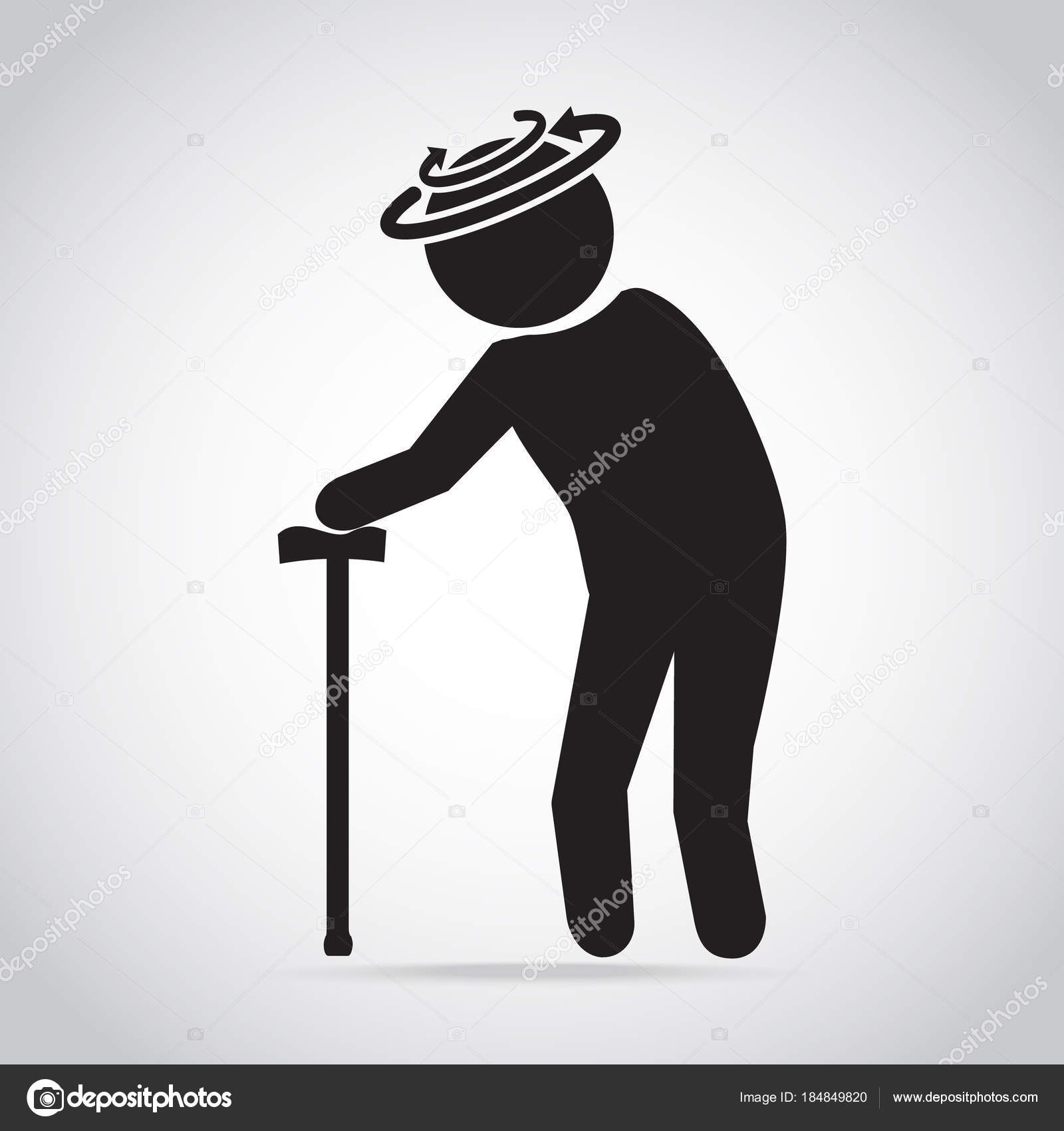 Baş dönmesi yaşlı adam simgesi. Eski insanlar simgesi, tıbbi işareti