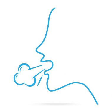 Mavi kutsal kişilerin resmi öksürük. Tıbbi kavramı satırları simgesi