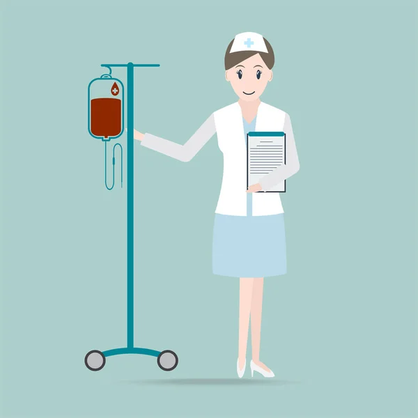 Νοσοκόμα με ένα εικονίδιο μετρητή απόθεσης, ιατρική έννοια — Διανυσματικό Αρχείο