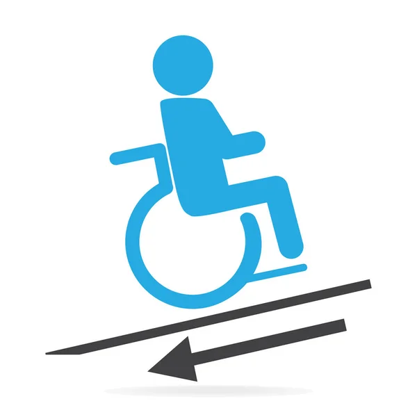 Ícone de sinal de inclinação de cadeira de rodas — Vetor de Stock