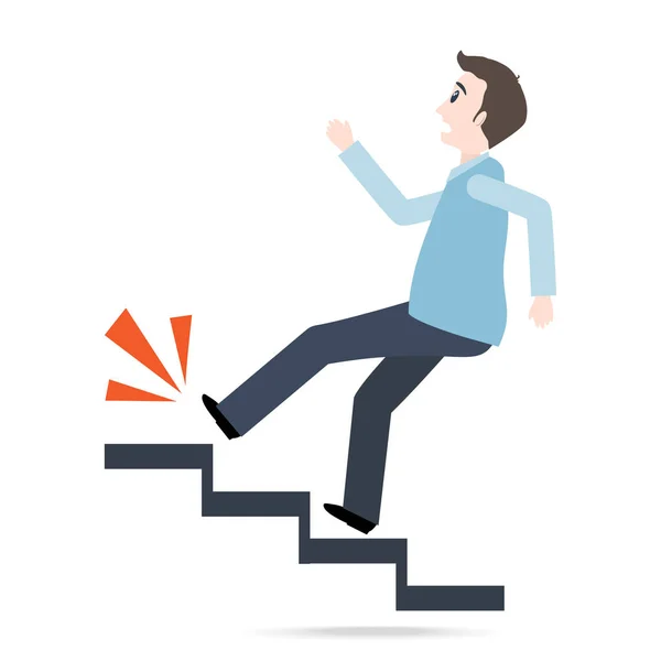 Man walking on stairs and injury,  person injury sign illustrati — Stock Vector