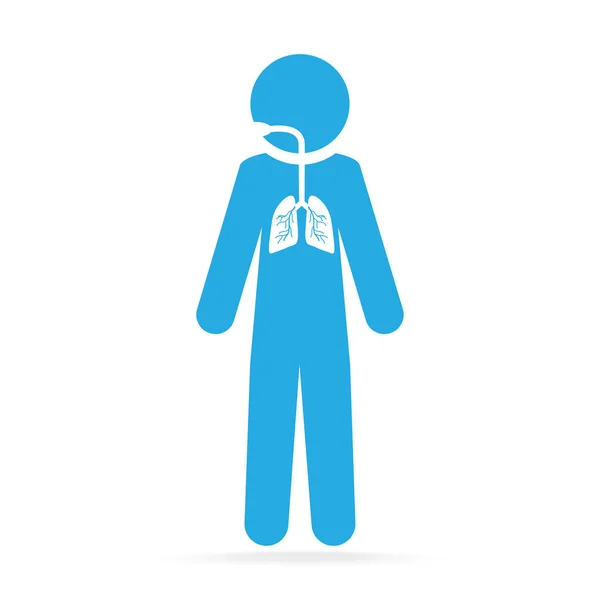 Pulmones icono azul, concepto médico — Vector de stock