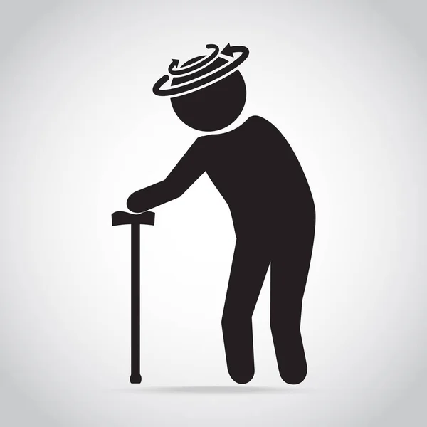 Dizziness elderly man icon. old people icon, medical sign — Stock Vector