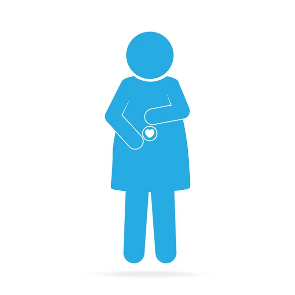Mujer embarazada icono azul — Vector de stock