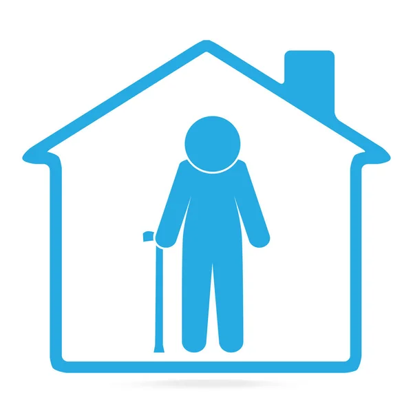 Будинок престарілих для літнього чоловіка блакитна ікона — стоковий вектор