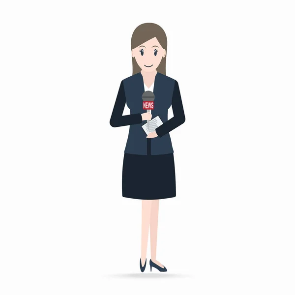 Mujeres con icono de micrófono de mano, concepto de periodista — Vector de stock