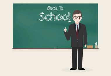 Erkek öğretmen Okulu metne arkasında kara tahta arka plan ile