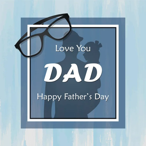 Ojciec i dziewczyna z Happy Father's day tekst wakacje pozdrowienie — Wektor stockowy