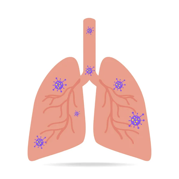 Virus Bacterias Infectados Los Pulmones Humanos Icono Ilustración — Vector de stock