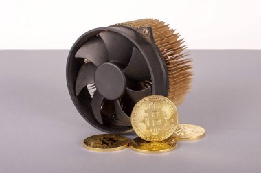 Sembolik Bitcoin Bitcoin madenci ve altın paralar