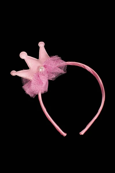 Diadema princesa rosa para niñas aisladas en el fondo negro —  Fotos de Stock