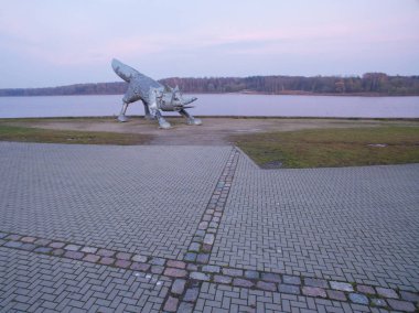 Metal fox heykel Siauliai City, Litvanya. Havadan görünümü