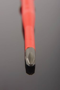 Philips tornavida ucu makro yakın çekim üzerinde siyah ref izole