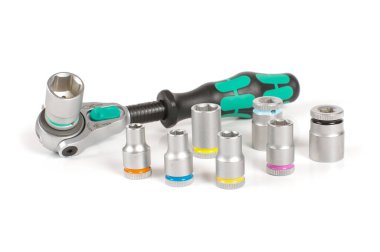 Beyaz arka plan üzerinde çeşitli bit ile lokma anahtarı